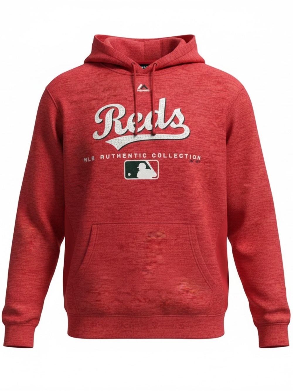 Majestic Red Reds Script Pullover Hoodie